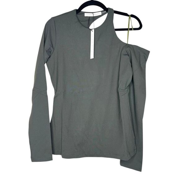 NEW Susana Monaco Crew Neck Cold Shoulder Top in Caviar Large - Picture 1 of 7